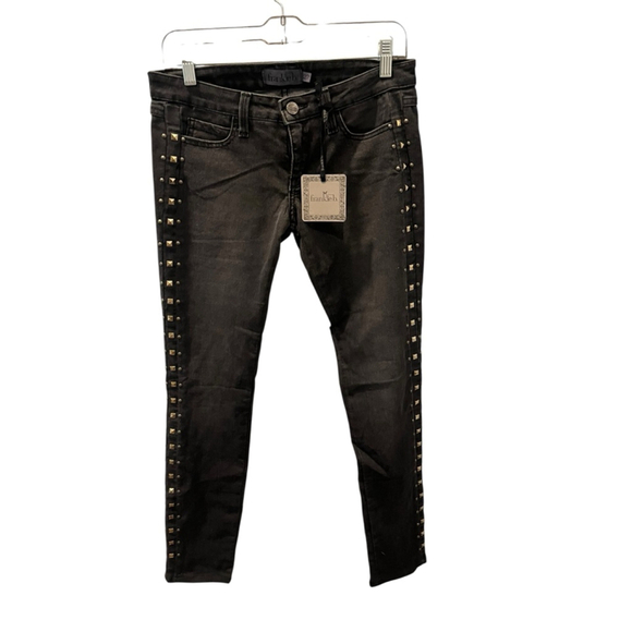 Franky B NWT Black Studded Skinny Jeans Size 26 Stretch Embellished Retail $239 - Picture 1 of 6